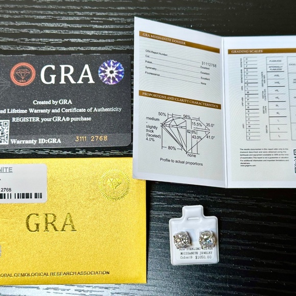 NWT | Certified | 4 Carat Moissanite Diamond Stud Earrings | 925 Sterling Silver - Picture 5 of 5